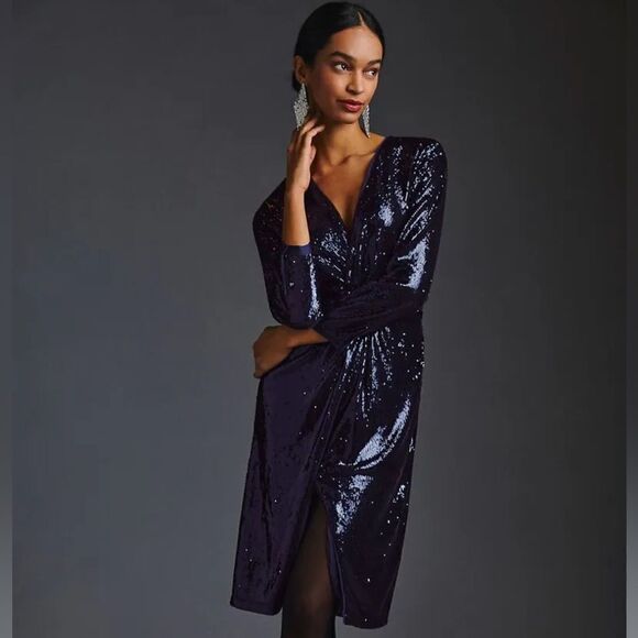 Anthropologie Sequin Twist Front Dress NWT - Picture 2 of 14